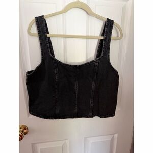 Abercrombie & Fitch Black Denim Crop Top